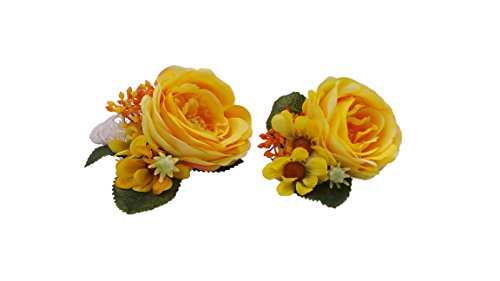 Abbie Home Prom Wrist Corsage Brooch Boutonniere Set Wedding Event Party Wristband Hand Flower Décor (8038Y) - Thumbnail 6