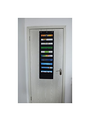 Kruideey Premium Hanging Wall File Organizer,Cascading Wall Organizer Best Pocket Chart for Home Organization, School Pocket Chart, Office Bill Filing .Easy Wall Storage Pocket Chart Black (1pack)
