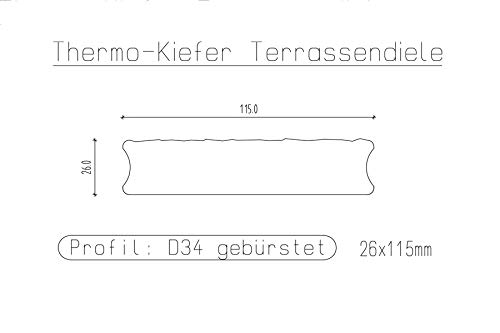 Muster Terrassendielen Thermoholz Kiefer, 26 x 115 mm, Sichtseite gebürstet (6,45 € / lfm) – Bild 5