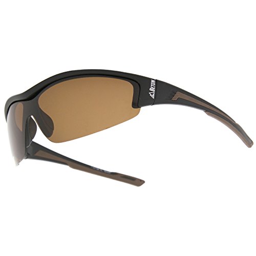 Beton - Rannier - Polarized Shatterproof Shield Lens TR-90 Semi-Rimless Sports Sunglasses 68mm (Matte Black / Brown)