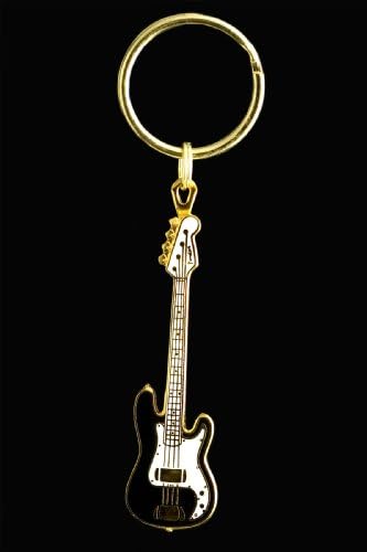 Electric Bass Guitar Key Chain - Black