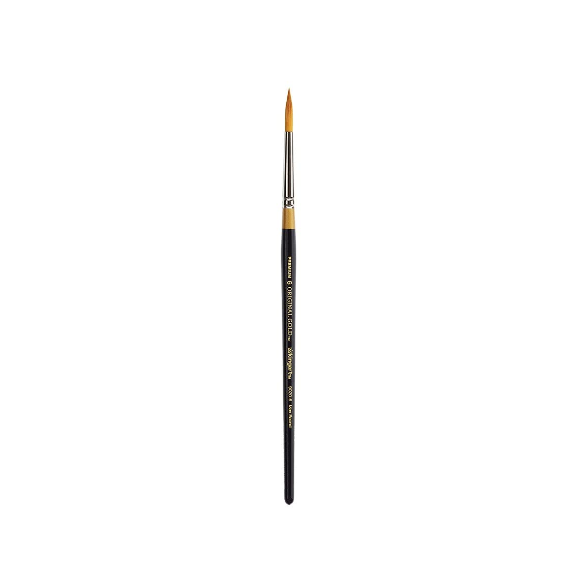 KINGART Premium Original Gold 9020-6 ULTRA ROUND Series Artist Brush, Golden Taklon Synthetic Hair, Short Handle, for Acrylic, Watercolor, Oil and Gouache Painting, Size 6