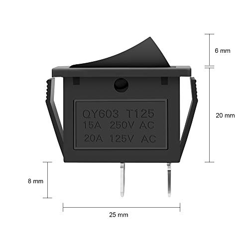 MXRS Boat Rocker Switch 12PCS Toggle Switch 20A/125V 15A/250V 2 Pin Toggle Switch SPST ON/Off for Car Auto Boat Household Appliances,Black