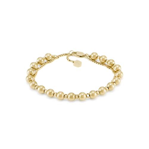 Fossil Women's All Stacked Up Stainless Steel Beaded Bracelet, Color: Gold (Mod…