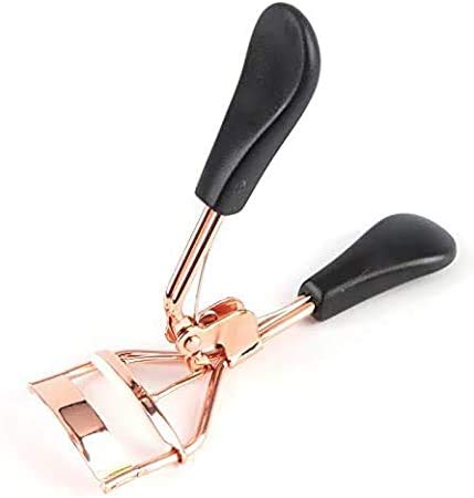 Eyelash Curler with Silicone Handle, Portable Eyelash Curler Eye Lash Curling Tool for Lash Curler Fit All Eye Shapes And Sizes (Black-Rose Gold)