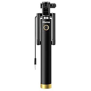 iVoltaa Next Gen Compact Wired Selfie Stick for iPhone and Android – Black