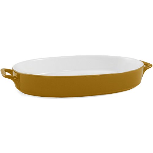 Yellow Ceramic 14 Inch Oval Baker