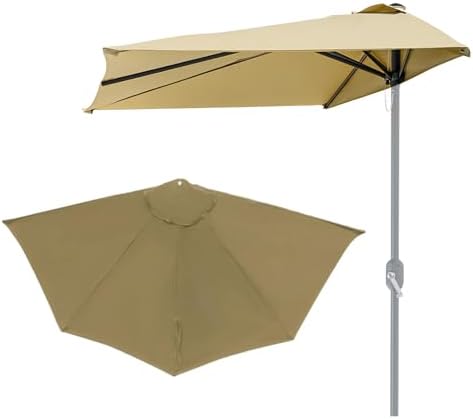 canvas half patio umbrella replacement 5 ribs Amazon.com : 9FT 5Ribs Half Round Umbrella Replacement Canopy Cloth, Outdoor  Umbrella Replacement Top Cover for Patio Market Table(Beige) : Patio, Lawn  & Garden