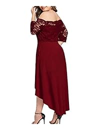 Beaurex - Vestido de cóctel para mujer, con encaje floral, plisado, talla grande