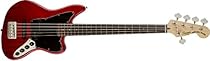 Squier by Fender Vintage Modified Jaguar Bass V, Crimson Red Transparent
