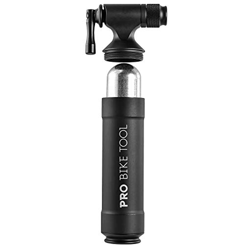 Pro Bike Tool CO2 Inflator with Cartridge Storage Canister - Quick, Easy and Safe - for Presta and Schrader - Bicycle Tire Pump for Road and Mountain Bikes - No CO2 Cartridges Included (Matte Black) - Thumbnail 4