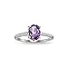 Sterling Silver Amethyst and White Topaz Oval Crown Ring