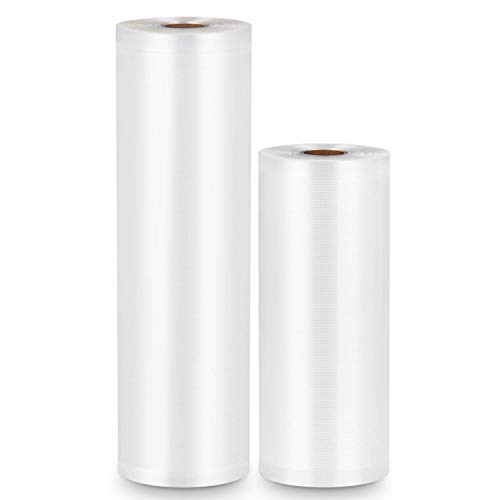 GAFICHEF Vacuum Sealer Bags Food Storage Rolls 2 Pack 8 inch x 50 feet and 11 inch x 50 feet Food Storage Rolls for Food Saver BPA Free Heavy Duty Commercial Grade Sous Vide Bags.