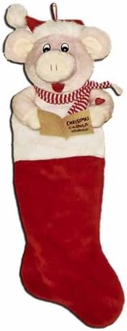 21" Musical Pig Plush Animal Head Red Christmas Stocking: Amazon.co.uk: Kitchen & Home