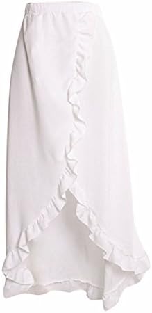 JIANGTAOLANG Women White Irregular Long Skirt New Boho Chiffon Slit Wrap Maxi Beach Waist Skirts