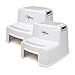 (2 Pack) Dual Height Step Stool for Toddlers & Kids, Potty Training Stool for Bathroom, Kitchen, Two-Step Design with Soft-Grips and Slip Resistant Material, White & Grey, by California Home Goods