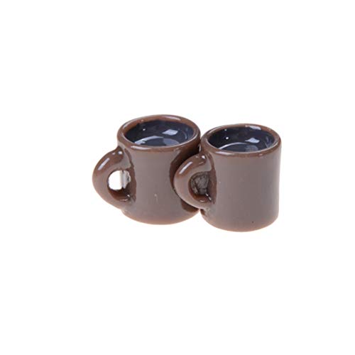 ZAMTAC 2 PCS Home Tableware Decors Miniature Dollhouse Coffee Cup Kitchen Room Food Drink - (Color: White) - Thumbnail 2