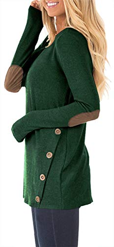 HARHAY Women's Long Sleeve Faux Suede Casual Blouse Tunic Shirt Tops Army Green-L