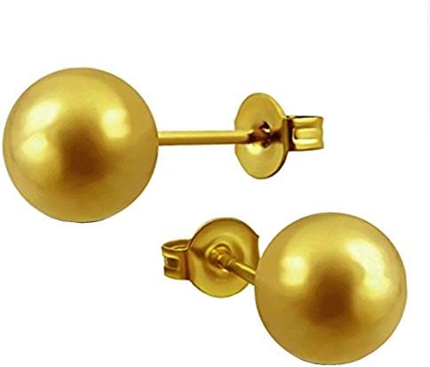 Pair of Gold Plated Stainless Steel Ball Stud Earrings Gift