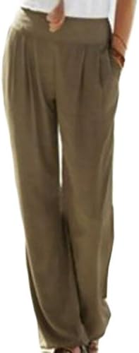 UUYUK Women's Casual Solid High Rise Wide Leg Palazzo Chiffon Pants Army green US S