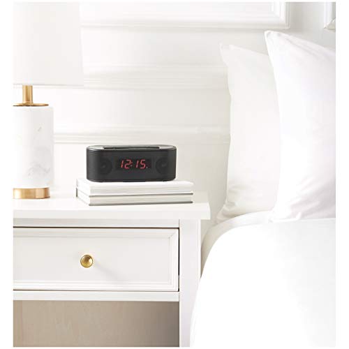Amazon Basics Digital Alarm Clock with FM Radio, USB Charging Port and