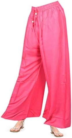 Youdlee Women's Comfortable Plain Rayon Palazzo (Pink, Free Size)