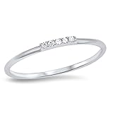 Thin Clear CZ Wedding Ring New .925 Sterling Silver Stackable Band Sizes 3-10