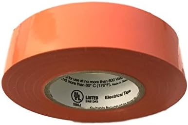 Protak Color Electrical Tape, 3/4" width x 60' length, PVC 7mil, 1 Roll (Orange)