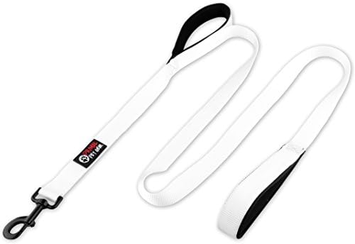 Primal Pet Gear Dog Leash 6ft Long - Traffic Padded Two Handle - Heavy Duty - Double Handles Lead for Control Safety Training - Leashes for Large Dogs or Medium Dogs - Dual Handles Leads (White)