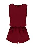 Allegra K Women Sleeveless Cut Out Back Elastic Waist Romper M Burgundy