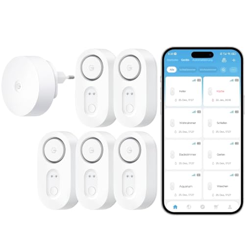 GoveeLife Upgrade Smarter Wassermelder 1s mit Hub, 5 Wassersensoren