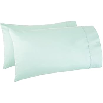AmazonBasics 400 Thread Count Cotton Pillow Cases, King, Set of 2, Seafoam Green