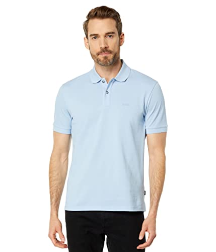 BOSS Mens Pallas Short Sleeve Polo Shirt, Dusty Blue, Medium US