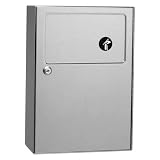 Bobrick 254 ClassicSeries 304 Stainless Steel Surface Mounted Sanitary Napkin Disposal, Satin Finish, 1.2 Gallon Capacity, 10-11/16" Width x 15-1/8" Height x 4-1/16" Depth