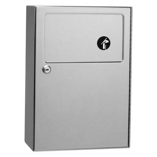 Bobrick 254 ClassicSeries 304 Stainless Steel Surface Mounted Sanitary Napkin Disposal, Satin Finish, 1.2 Gallon Capacity, 10-11/16" Width x 15-1/8" Height x 4-1/16" Depth