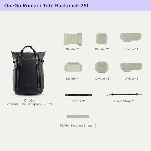 PGYTECH OneGo Roamer 18L/25L Photo Backpack, Casual Water Repellent Tote with Double Port, for DSLR/Hybrid, DJI Mavic Drone, Tripod Holder, Black, Casual