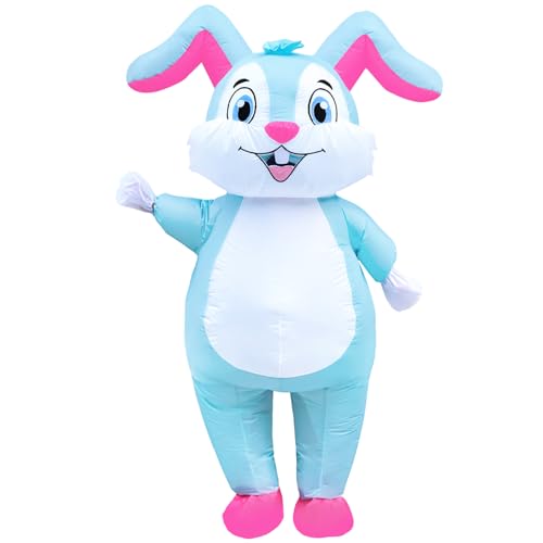 Arokibui Inflatable Easter Bunny Costume Blow up Rabbit Costume Rabbit Mascot Suit Unisex Full Body Bunny Suit