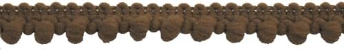 Pompom Fringe 3/8-Inch Polyester Fringe Rolls for Arts and Crafts, 25-Yard, Mini, Brown