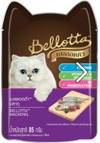 Bellotta Wet Food for cat Flavor Mackerel Gravy for Cats Aged 1 Year and Over. Tear Easily, Easy to Make Each Meal. (4 Pouches x 85 g.)