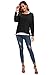 UGET Women's Sweater Casual Oversized Baggy Off-Shoulder Shirts Batwing Sleeve Pullover Shirts Tops Asia M Black
