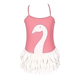 qyqkfly Girls Swan Bathing Suit Adjustable 3Y-12Y One Piece Ballet Style Swimsuit (FBA)