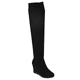 BETANI FD01 Women's Stretchy Over The Knee Platform Wedge Boots