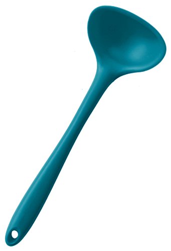StarPack Basics Range Silicone Ladle Spoon In FDA Grade With Hygienic Solid Coating, Soup Ladle With Bonus 101 Cooking Tips (Teal Blue)