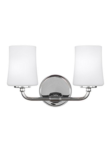 Feiss VS23602CH Jennie Glass Wall Vanity Bath Lighting, Chrome, 2-Light (13"W x 9"H) 150watts Feiss VS23602CH Jennie Glass Wall Vanity Bath Lighting, Chrome, 2-Light (13"W x 9"H) 150watts