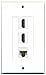 RiteAV - 2 HDMI and 1 Cat5e White Ethernet Port Wall Plate Decorative - White