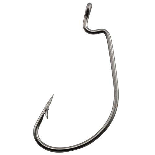 Magic&shell 50PCS 5 Sizes Fishhooks Strong High Carbon Steel Jig Fishing Hooks Bass Tackle for Saltwater Freshwater Black Nickel