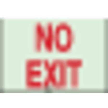 Brady 90105 B-324 7" Height, 10" Width, Glow-In-The-Dark Self-Stick Polyester Red On Green Color Exit And Directional Sign, Legend "No Exit"