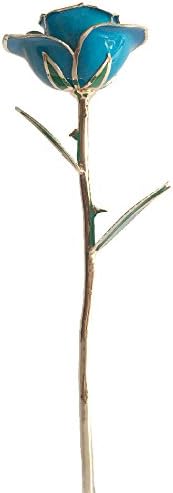 QGSTAR Prime 24k Gold Dipped Long Stem Natural Rose Best Unique Gift for Birthday, Anniversaries, Mother's Day, Valentine's Day, Thanksgiving (Light Blue)