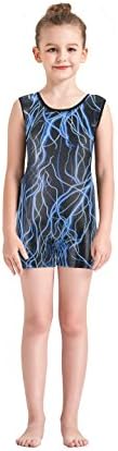 Kql Leotards Rainbow Gymnastics Shiny Tank Unitards Shortall Girl Kids Dancewear Biketards 3-12Y