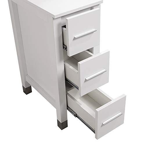 TONYRENA Modern 60" Bathroom Vanity Set - Cabinet With Ceramic Sink Top, Faucet, Flexible Drain & Mirrors, White - Thumbnail 3